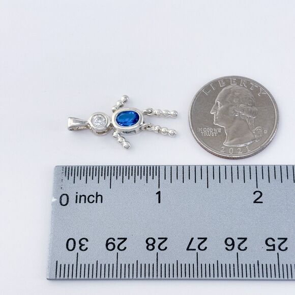 Vintage Sterling Silver 925 Blue Cubic Zirconia Boy Pendant - Picture 6 of 6